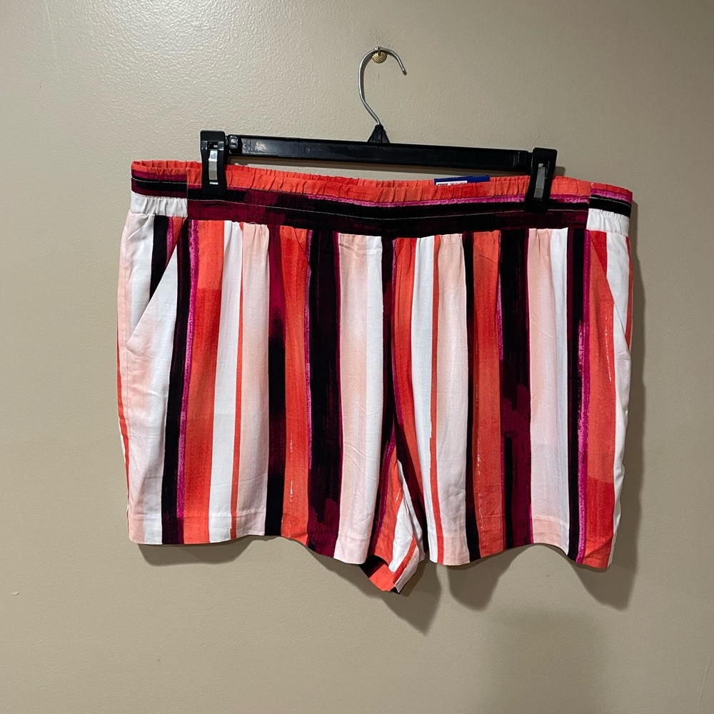 Apt. 9 Women's High Waist Striped Shorts - Red and Pink